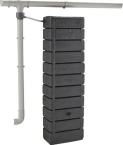 Regenton Muurtank, Grandval 300L, Antraciet Kunststof, Imitatiehout, Met Gootaansluitset Inbegrepen -Tuingereedschaps Winkel 1023x1200