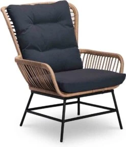 BUITEN Living Dex Wicker Loungestoel Tuin Incl. Wicker Voetenbank | Wicker + Aluminium | Bamboe Antraciet -Tuingereedschaps Winkel 1025x1200