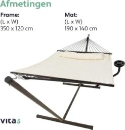 Vita5 Hangmat Met Standaard En Spreidstok – 2 Persoons – Incl. Bekerhouder - Afneembaar Kussen – Uv-bestendig – Beige 20 Vita5 Hangmat Met Standaard En Spreidstok – 2 Persoons – Incl. Bekerhouder - Afneembaar Kussen – Uv-bestendig – Beige -Tuingereedschaps Winkel 1152x1200