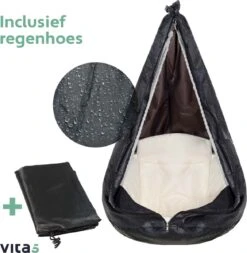 Vita5 Macramé Hangstoel - Voor Binnen En Buiten - Zonder Standaard - Incl. Kussen, Boekenvak En Beschermhoes - Tot 150kg - Beige -Tuingereedschaps Winkel 1171x1200