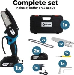 NovarGarden® Mini Kettingzaag NG1 - Met 2x Accu - Takkenzaag - Snoeizaag - Electrisch - Handzaag - Boomzaag - 21V -Tuingereedschaps Winkel 1193x1200 1