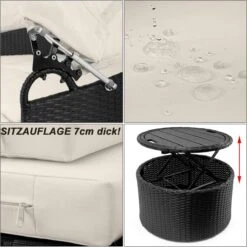 Casaria Polyrattan Zonne-Eiland Ø185cm – Incl. Kussens - Zwart Crème 36 Casaria Polyrattan Zonne-Eiland Ø185cm – Incl. Kussens - Zwart Crème -Tuingereedschaps Winkel 1198x1200