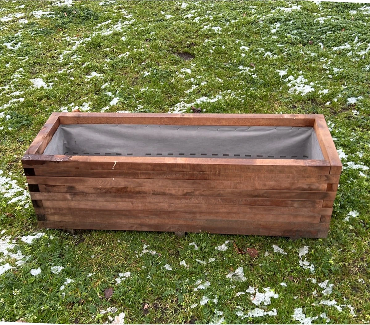 AMISHOUT - Plantenbak Van Balkjes 120x40x40 Cm - Bruin 2 AMISHOUT - Plantenbak Van Balkjes 120x40x40 Cm - Bruin - Afbeelding 2