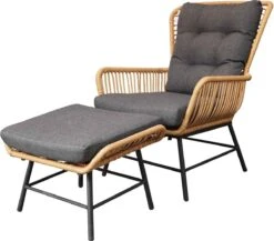 BUITEN Living Dex Wicker Loungestoel Tuin Incl. Wicker Voetenbank | Wicker + Aluminium | Bamboe Antraciet -Tuingereedschaps Winkel 1200x1056