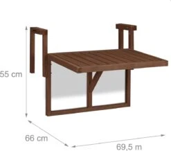 Relaxdays Balkontafel Inklapbaar - Klaptafel Balkon - Tafel Reling - Hangtafel Hout -Tuingereedschaps Winkel 1200x1060