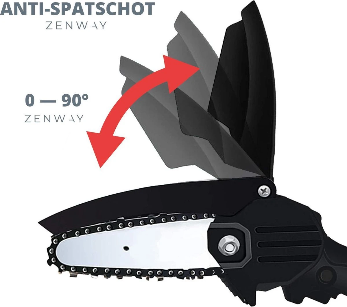 Zenway - Mini Kettingzaag - Snoeizaag - Kettingzaag - Kettingzaag Elektrisch Met 1 Accu- Inclusief Koffer - 1 Extra Accu - Zwart 4 Zenway - Mini Kettingzaag - Snoeizaag - Kettingzaag - Kettingzaag Elektrisch Met 1 Accu- Inclusief Koffer - 1 Extra Accu - Zwart - Afbeelding 4