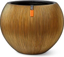 Capi Europe - Vaas Bol Groove XL - 63x51 - Goud - Bloempot Voor Binnen - Opening ⌀42 - GVGB271