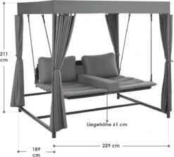 Schommelbank / Ligbank Kassandra - Donkergrijs -Tuingereedschaps Winkel 1200x1081