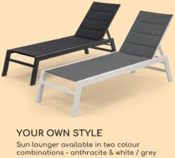 Blumfeldt Renazzo Lounge Ligstoel - Ligbed Voor De Tuin - Aluminium Tuinstoel - 6 Standen - Waterafstotend - Bekleding Van 70 % Pvc En 30 % Polyetheen - Zwart -Tuingereedschaps Winkel 1200x1089 1