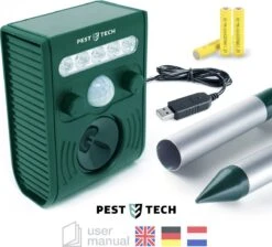 Pest-Tech PT-221 | Ultrasone Kattenverjager Op Zonneenergie | Kattenschrik | Marterverjager | Dierenverjager | Kattenafweermiddel | Ongedierte Verjager - Met USB Oplaadkabel -Tuingereedschaps Winkel 1200x1089 2
