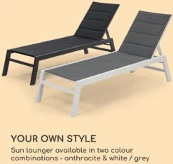 Blumfeldt Renazzo Lounge Ligstoel - Ligbed Voor De Tuin - Aluminium Tuinstoel - 6 Standen - Waterafstotend - Bekleding Van 70 % Pvc En 30 % Polyetheen - Grijs -Tuingereedschaps Winkel 1200x1137