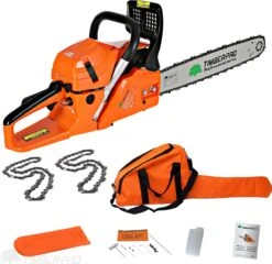 TIMBERPRO - Kettingzaag – Benzine - 62 Cc - Zwaardlengte 50 Cm - Transportzak - 2e Ketting -Tuingereedschaps Winkel 1200x1164 2