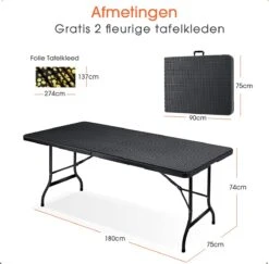 Lenx Klaptafel - Inklapbare Tafel - Opvouwbare Tuintafel - Vouwtafel - Inclusief Handvat En 2 Tafelkleden - 180x75x74cm - 6 Tot 8 Personen 13 Lenx Klaptafel - Inklapbare Tafel - Opvouwbare Tuintafel - Vouwtafel - Inclusief Handvat En 2 Tafelkleden - 180x75x74cm - 6 Tot 8 Personen -Tuingereedschaps Winkel 1200x1179 1