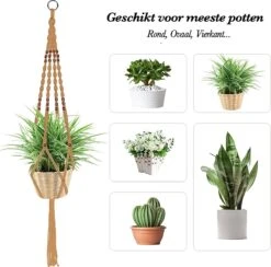 4 Stuks Luxe Jute Plantenhangers - Boho Handgeweven Katoen Hangpot Voor Binnen/Buiten - Hangende Bloempot Met Kralen - Macramé Touw/Koord Hangplant Houder - Bohemian Wandhanger Decoratie - Plant Hanger - Verticale Tuin Bloempothouder Planthanger -Tuingereedschaps Winkel 1200x1184 2