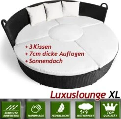 Casaria Polyrattan Zonne-Eiland Ø185cm – Incl. Kussens - Zwart Crème 26 Casaria Polyrattan Zonne-Eiland Ø185cm – Incl. Kussens - Zwart Crème -Tuingereedschaps Winkel 1200x1184