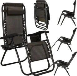 Springos Tuinstoel | Ligstoel | Opvouwbaar | Verstelbaar | Ergonomische Hoofdsteun | Bruin / Zwart -Tuingereedschaps Winkel 1200x1191 1