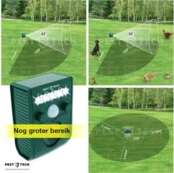 Pest-Tech PT-221 | Ultrasone Kattenverjager Op Zonneenergie | Kattenschrik | Marterverjager | Dierenverjager | Kattenafweermiddel | Ongedierte Verjager - Met USB Oplaadkabel -Tuingereedschaps Winkel 1200x1193