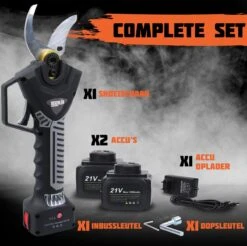 Reichlër® Elektrische Snoeischaar - 40 Mm Snijdiameter - 2x Accu - Anti-cut Functie - Heggenschaar - Takkenschaar - Zwart -Tuingereedschaps Winkel 1200x1195 3