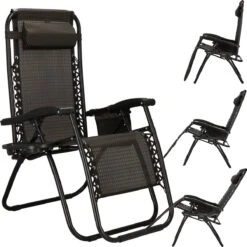 Springos Tuinstoel | Ligstoel | Opvouwbaar | Verstelbaar | Ergonomische Hoofdsteun | Bruin / Zwart -Tuingereedschaps Winkel 1200x1198