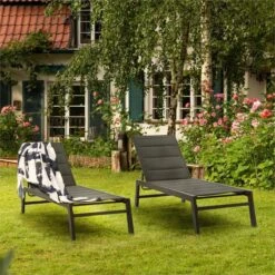 Blumfeldt Renazzo Lounge Ligstoel - Ligbed Voor De Tuin - Aluminium Tuinstoel - 6 Standen - Waterafstotend - Bekleding Van 70 % Pvc En 30 % Polyetheen - Zwart -Tuingereedschaps Winkel 1200x1200 109