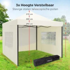 LifeGoods Partytent - 3x3 M - Zijwanden - Easy Up - Opvouwbaar - Waterdicht - Draagtas Met Wieltjes - Beige 14 LifeGoods Partytent - 3x3 M - Zijwanden - Easy Up - Opvouwbaar - Waterdicht - Draagtas Met Wieltjes - Beige -Tuingereedschaps Winkel 1200x1200 119