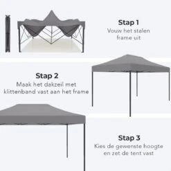 LifeGoods Partytent - 3x4.5 M - Zijwanden - Easy Up - Opvouwbaar - Waterdicht - Draagtas Met Wieltjes - Donkergrijs -Tuingereedschaps Winkel 1200x1200 153