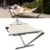 Vita5 Hangmat Met Standaard En Spreidstok – 2 Persoons – Incl. Bekerhouder - Afneembaar Kussen – Uv-bestendig – Beige