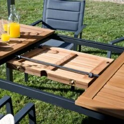 NATERIAL - Uitschuifbare Tuintafel ORIS - Uitschuifbare Tafel Voor 6 Tot 8 Personen - 180-240x100 Cm - Aluminium - Hout Eucalyptus -Tuingereedschaps Winkel 1200x1200 186