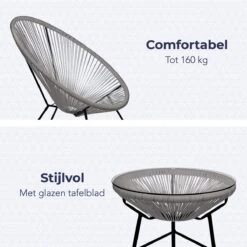 LifeGoods Acapulco Bistroset - 3-Delig - Tuinset Met Bijzettafel - Grijs -Tuingereedschaps Winkel 1200x1200 191