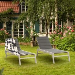 Blumfeldt Renazzo Lounge Ligstoel - Ligbed Voor De Tuin - Aluminium Tuinstoel - 6 Standen - Waterafstotend - Bekleding Van 70 % Pvc En 30 % Polyetheen - Grijs -Tuingereedschaps Winkel 1200x1200 210