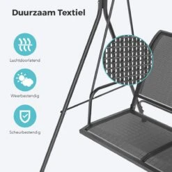 LifeGoods Schommelbank - 3-zits - Tot 250KG - Kantelbaar Dak - UV-bestendig Zonnescherm - 172x104x162cm - Grijs -Tuingereedschaps Winkel 1200x1200 217