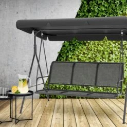 LifeGoods Schommelbank - 3-zits - Tot 250KG - Kantelbaar Dak - UV-bestendig Zonnescherm - 172x104x162cm - Grijs -Tuingereedschaps Winkel 1200x1200 219