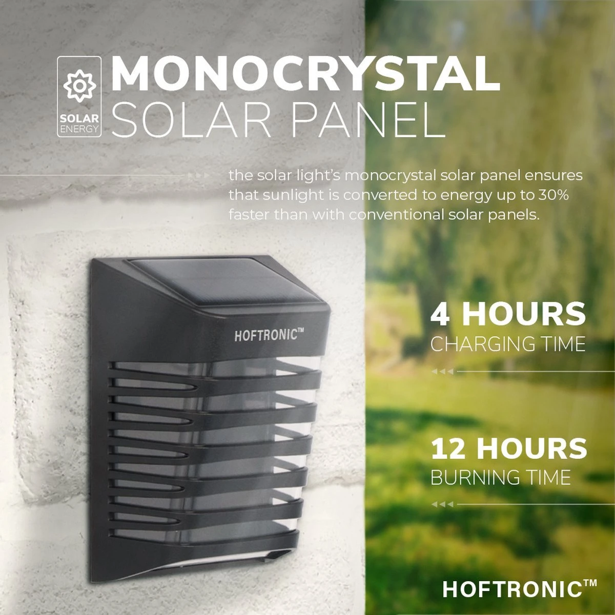 4x HOFTRONIC Dono - Solar Wandlamp Buiten - IP65 Waterdicht - Wintersolar Technologie Monokristal Zonnepaneel - 3000K Warm Wit (sfeervol) - Solar Tuinverlichting Zonne Energie 4 4x HOFTRONIC Dono - Solar Wandlamp Buiten - IP65 Waterdicht - Wintersolar Technologie Monokristal Zonnepaneel - 3000K Warm Wit (sfeervol) - Solar Tuinverlichting Zonne Energie - Afbeelding 4