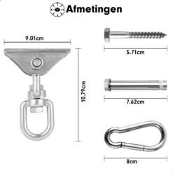 Luxe Ophangsysteem - 180° Schommelen, 360° Roteerbaar - Plafondhaak - Ophanghaak - Hangstoel Buiten - Hangstoel Binnen – Schommelstoel - Schommel - Bokszakken - RVS - Nederlandse Handleiding - -Tuingereedschaps Winkel 1200x1200 30