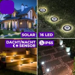 Shutterlight® 16 LED Solar Grondspot - Tuinverlichting - Zonlichtsensor - Zonne-energie - Matte Zwart - Warm Wit Licht - 4 Stuks - Buiten -Tuingereedschaps Winkel 1200x1200 302