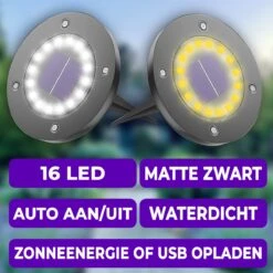 Shutterlight® 16 LED Solar Grondspot - Tuinverlichting - Zonlichtsensor - Zonne-energie - Matte Zwart - Warm Wit Licht - 4 Stuks - Buiten -Tuingereedschaps Winkel 1200x1200 305