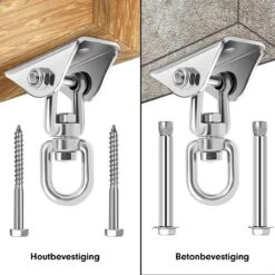 Luxe Ophangsysteem - 180° Schommelen, 360° Roteerbaar - Plafondhaak - Ophanghaak - Hangstoel Buiten - Hangstoel Binnen – Schommelstoel - Schommel - Bokszakken - RVS - Nederlandse Handleiding - -Tuingereedschaps Winkel 1200x1200 31