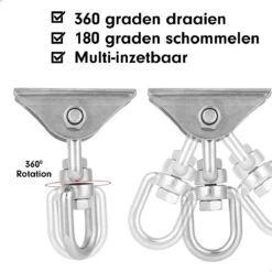 Luxe Ophangsysteem - 180° Schommelen, 360° Roteerbaar - Plafondhaak - Ophanghaak - Hangstoel Buiten - Hangstoel Binnen – Schommelstoel - Schommel - Bokszakken - RVS - Nederlandse Handleiding - -Tuingereedschaps Winkel 1200x1200 32