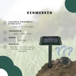 Gardies 2 Stuks Ultrasone Mollenverjager - Oplaadbare Batterijen & Zonne-Energie - Waterdichte Mollenbestrijding - 100% Diervriendelijk -Tuingereedschaps Winkel 1200x1200 322