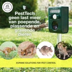 Pest-Tech PT-221 | Ultrasone Kattenverjager Op Zonneenergie | Kattenschrik | Marterverjager | Dierenverjager | Kattenafweermiddel | Ongedierte Verjager - Met USB Oplaadkabel -Tuingereedschaps Winkel 1200x1200 329