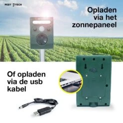 Pest-Tech PT-221 | Ultrasone Kattenverjager Op Zonneenergie | Kattenschrik | Marterverjager | Dierenverjager | Kattenafweermiddel | Ongedierte Verjager - Met USB Oplaadkabel -Tuingereedschaps Winkel 1200x1200 332