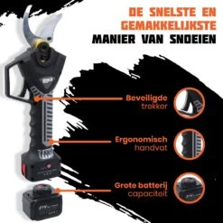 Reichlër® Elektrische Snoeischaar - 40 Mm Snijdiameter - 2x Accu - Anti-cut Functie - Heggenschaar - Takkenschaar - Zwart -Tuingereedschaps Winkel 1200x1200 379