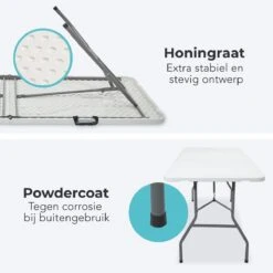 LifeGoods Klaptafel - Inklapbaar - 70x180cm - Verstelbare Vouwtafel - Weerbestendig - Wit -Tuingereedschaps Winkel 1200x1200 62