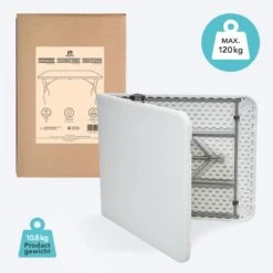 LifeGoods Klaptafel - Inklapbaar - 70x180cm - Verstelbare Vouwtafel - Weerbestendig - Wit -Tuingereedschaps Winkel 1200x1200 63