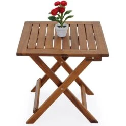 Merkloos EezyLife Houten Bijzettafel - 46x46x46cm - Acacia Hout - Tuintafel -Tuingereedschaps Winkel 1200x1200 72