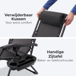 LifeGoods Opvouwbare Tuinstoelen - Verstelbaar Zonnescherm - 2 Stuks - 30°-90° Verstelbaar - Metaal - Zwart -Tuingereedschaps Winkel 1200x1200 80