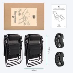 LifeGoods Opvouwbare Tuinstoelen - Verstelbaar Zonnescherm - 2 Stuks - 30°-90° Verstelbaar - Metaal - Zwart -Tuingereedschaps Winkel 1200x1200 86