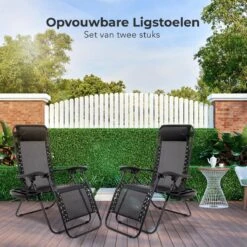 LifeGoods Opvouwbare Tuinstoelen - Verstelbaar Zonnescherm - 2 Stuks - 30°-90° Verstelbaar - Metaal - Zwart -Tuingereedschaps Winkel 1200x1200 87