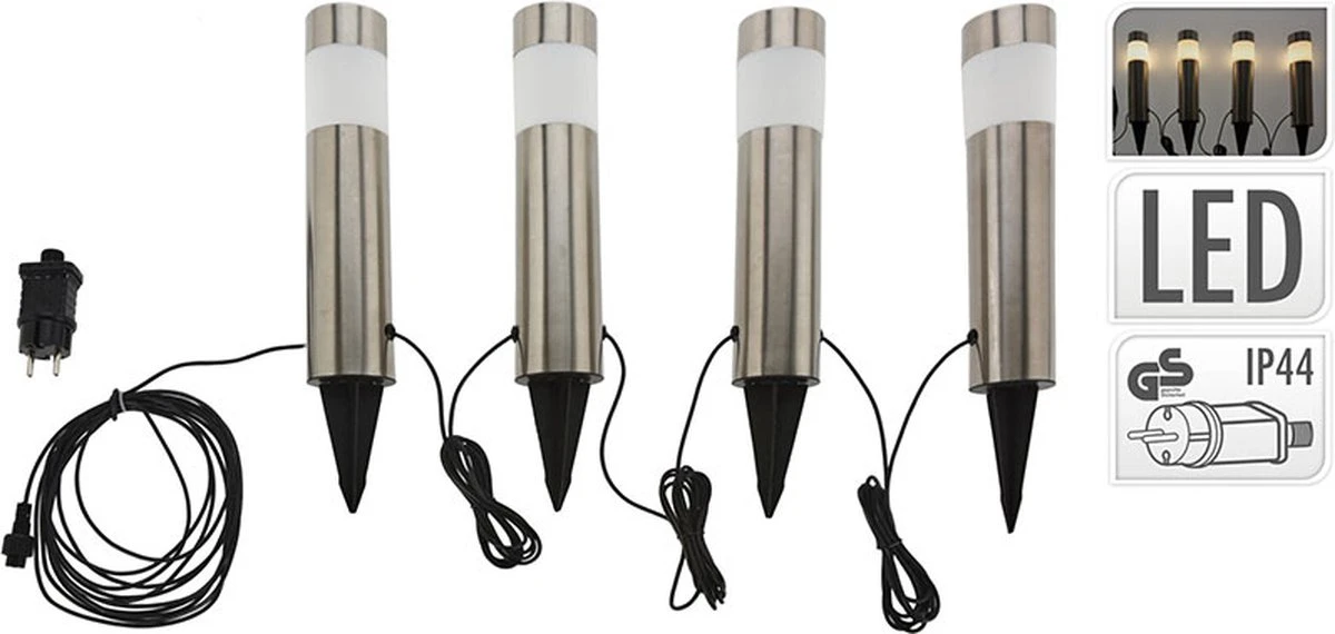 Pro Garden ProGarden Tuinlampen 4 St LED 6.3x37.5 Cm 1 Pro Garden ProGarden Tuinlampen 4 St LED 6.3x37.5 Cm