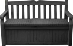 Keter Eden Garden Bench Opbergbank - 265L - 140x60x84cm - Zwart/Grijs -Tuingereedschaps Winkel 1200x763